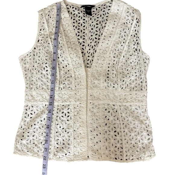 EUC Moda International vest, cotton eyelet fabric, white, size Large. - Picture 5 of 8